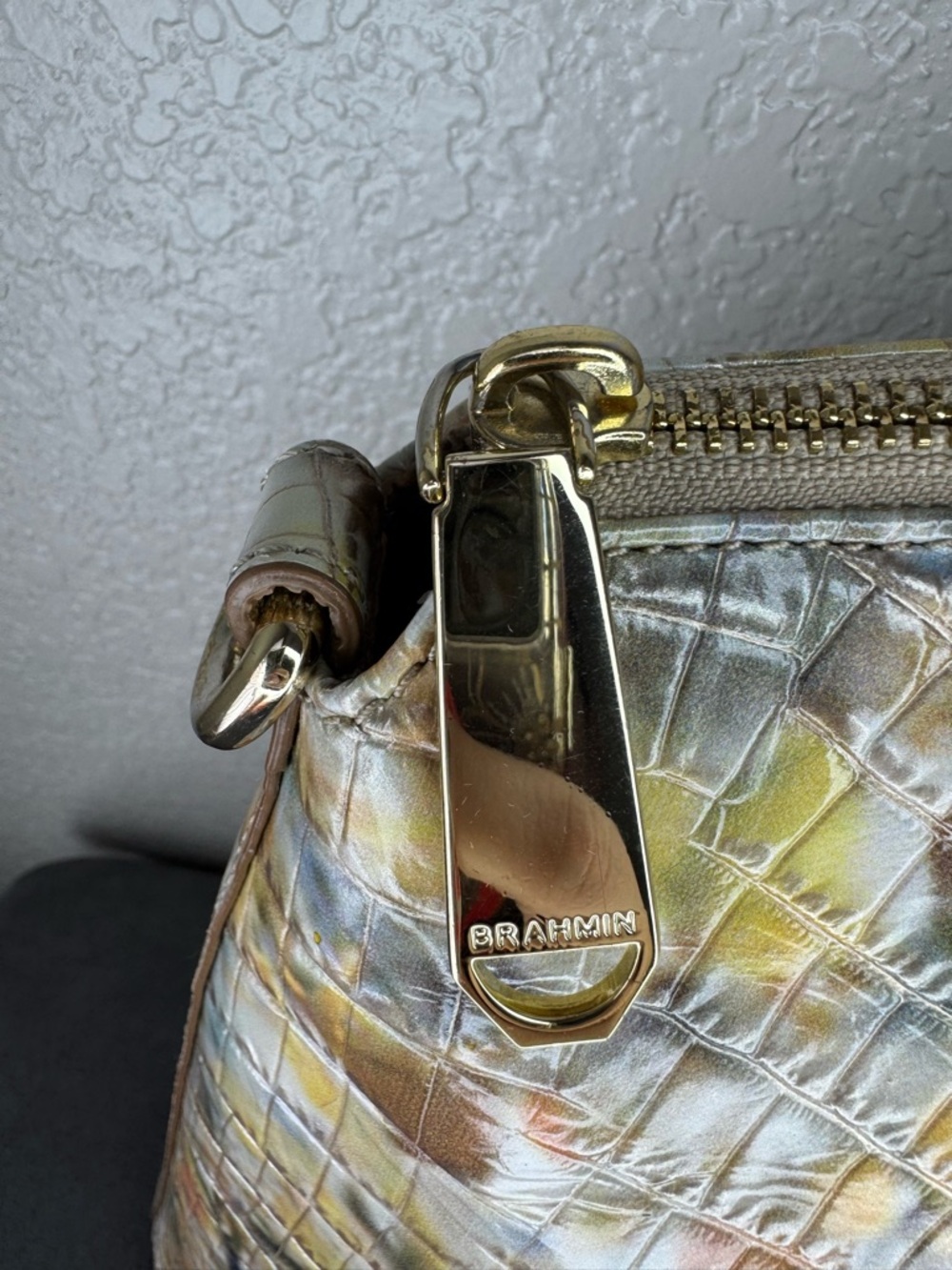 Brahmin Large Duxbury Satchel Poppy Seed Melbourne Leather Croc Embossed Bag - Picture 10 of 16